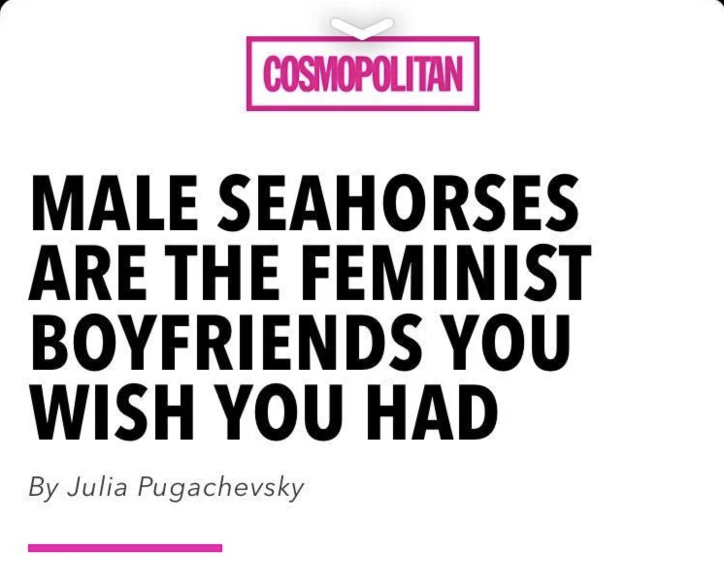 printing - Cosmopolitan Male Seahorses Are The Feminist Boyfriends You Wish You Had By Julia Pugachevsky